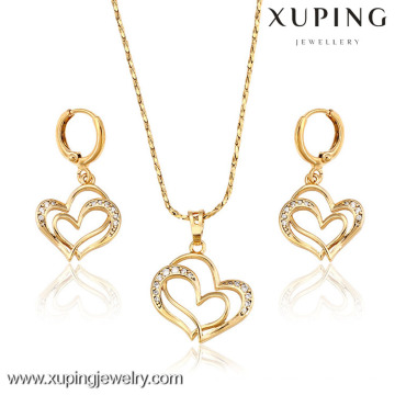 62814 Parures de bijoux en plaqué or 18K, cœur élégant Xuping Fashional